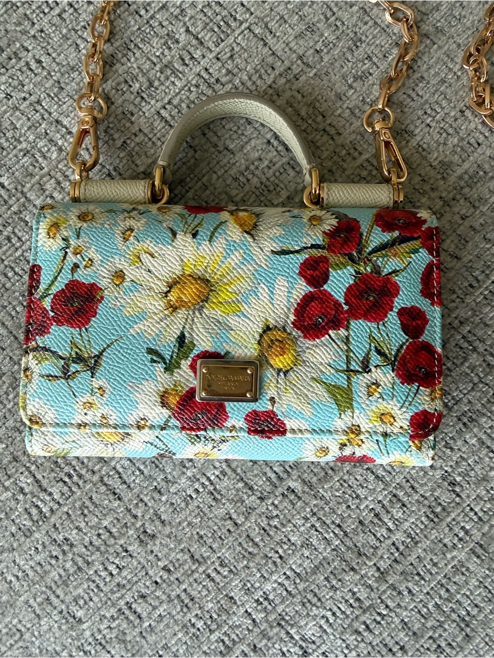 Dolce and Gabbana Floral Top Handle Wallet on Chain NWOT